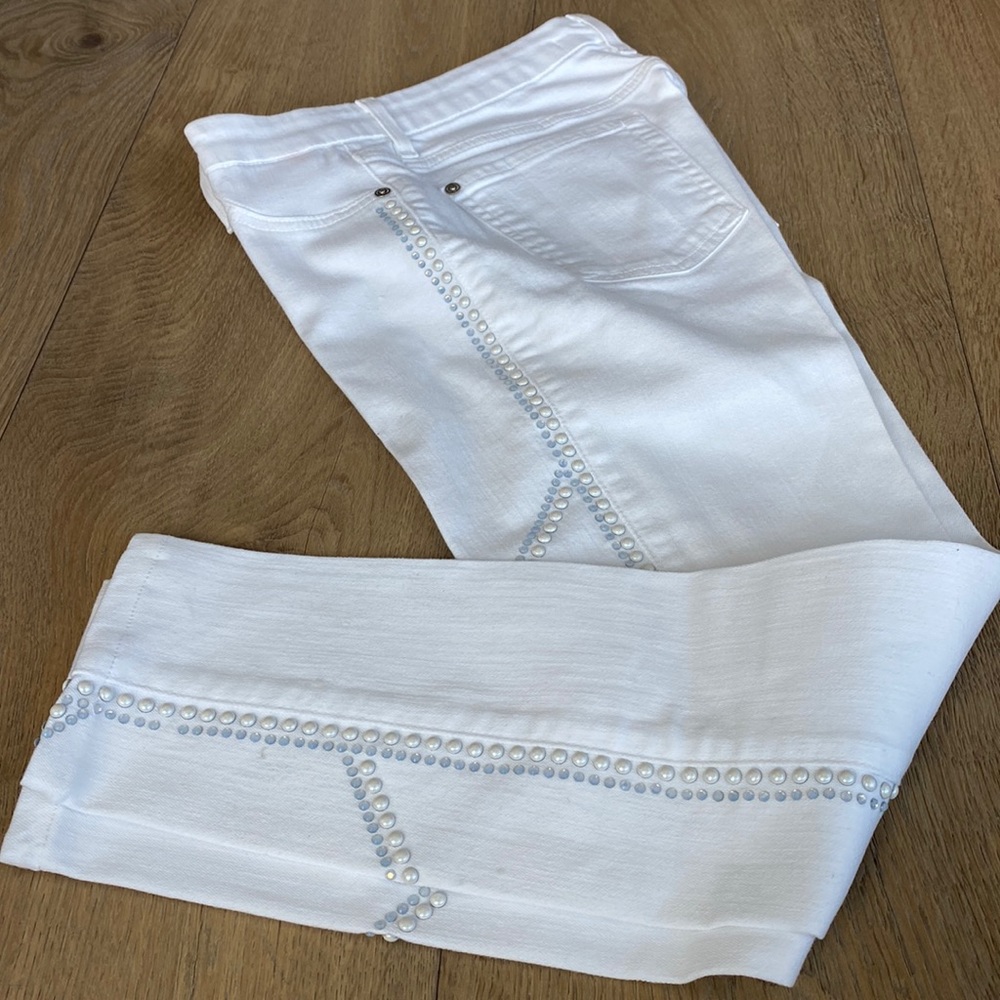 7 for all Mankind  white embellished jeans